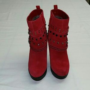 Red Suede Platform Boots